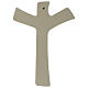 Crucifixo estilizado branco bege madeira e resina 20x25 cm s4