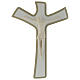 Crucifixo resina e madeira estilizado branco e bege s1