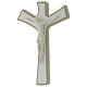 Crucifixo resina e madeira estilizado branco e bege s2