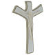 Crucifijo blanco y gris ceniciento cuerpo de resina estilizado cruz de madera s3
