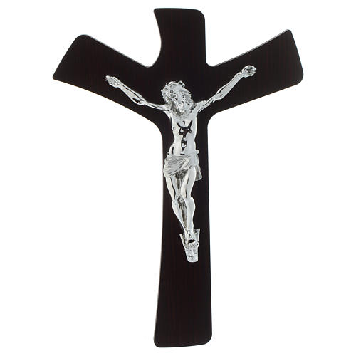 Crucifix in wengè wood and silver 1