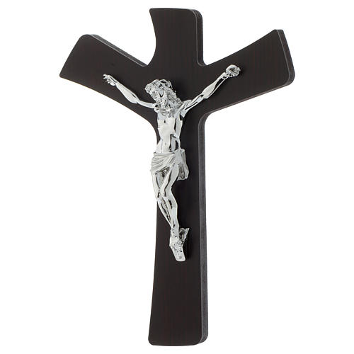 Crucifixo wengé e placa prateada 2