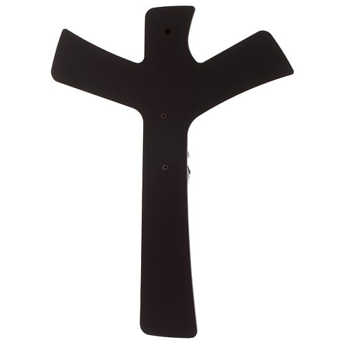 Crucifijo madera estilizado con cuerpo lámina plateada 5