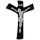 Crucifix bois stylisé avec corps planque argentée s1