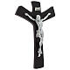 Crucifix bois stylisé avec corps planque argentée s4