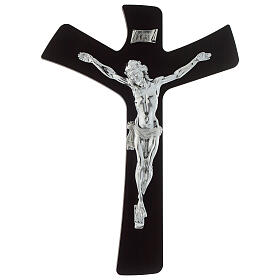 Stylized wood crucifix with body of silver foil