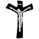Crucifix in dark wengè wood with body in silver s1