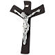 Crucifix in dark wengè wood with body in silver s3