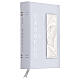 Baptism gospel with leather imitation cover and double laminated silver plate 10X15 cm s2