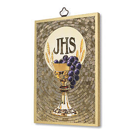 First Communion souvenir print on wood with certificate