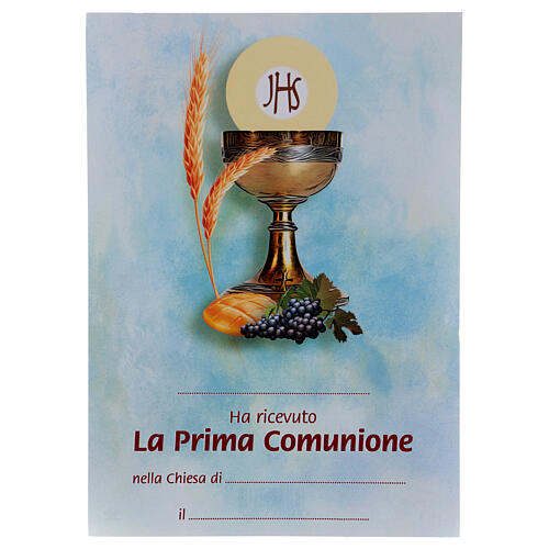 Croix Confirmation traditionnelle avec diplôme symboles eucharistiques 3