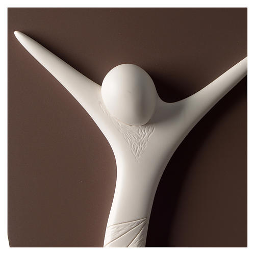 Crucifix, stylized bas-relief in white resin 45 cm 2