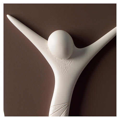 Crucifix, stylized bas-relief in white resin 18 in 2