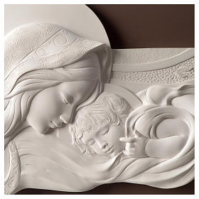 Madonna and Child, bas-relief in resin and wood 25x55 cm