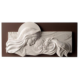Cadre tête de lit Vierge à l'Enfant résine et bois 25x55 cm