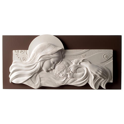 Cadre tête de lit Vierge à l'Enfant résine et bois 25x55 cm 1