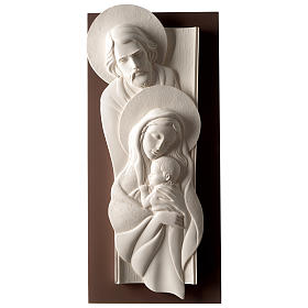Sacred Family, vertical bas-relief in resin and wood