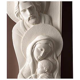 Sacred Family, vertical bas-relief in resin and wood