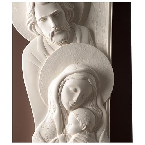 Sacred Family, vertical bas-relief in resin and wood 2