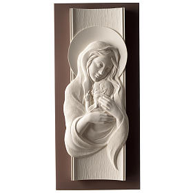 Maternity, vertical bas-relief in resin and wood
