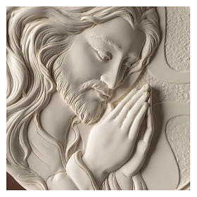 Quadro Cristo in preghiera rotondo resina e legno