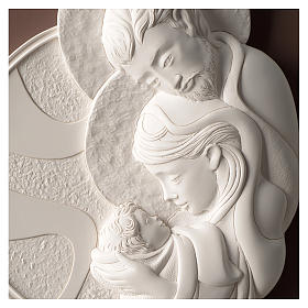 Holy Family, round bas-relief resin and wood
