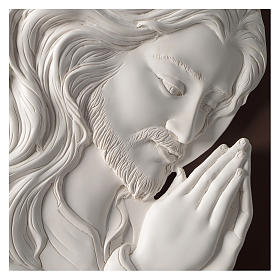 Praying Jesus oval bas-relief in resin and wood