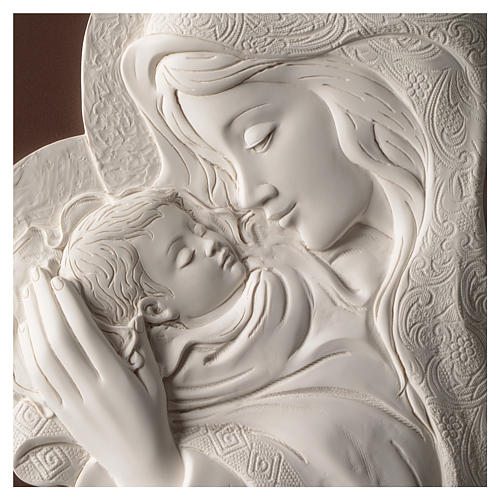 Cadre ovale Vierge à l'Enfant résine et bois 2