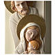Holy Family, vertical bas-relief in painted resin and wood with golden details s2