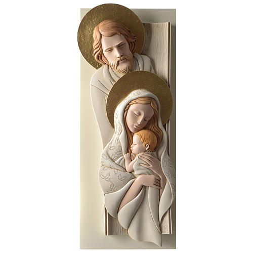 Quadro S. Famiglia dettagli oro resina e legno verticale 1
