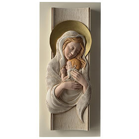 Religiöse Geschenke: Bild Mutterschaft, Hochformat aus farbigem Kunstharz und Holz