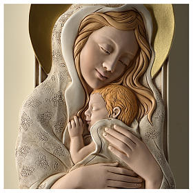 Religiöse Geschenke: Bild Mutterschaft, Hochformat aus farbigem Kunstharz und Holz