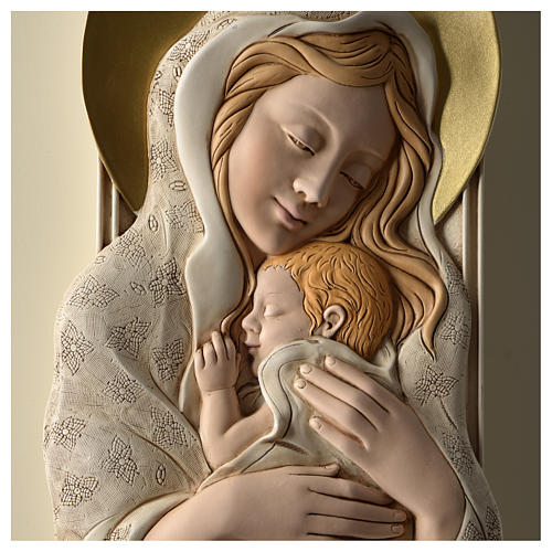 Cuadro Virgen con el Niño resina pintada y madera 2