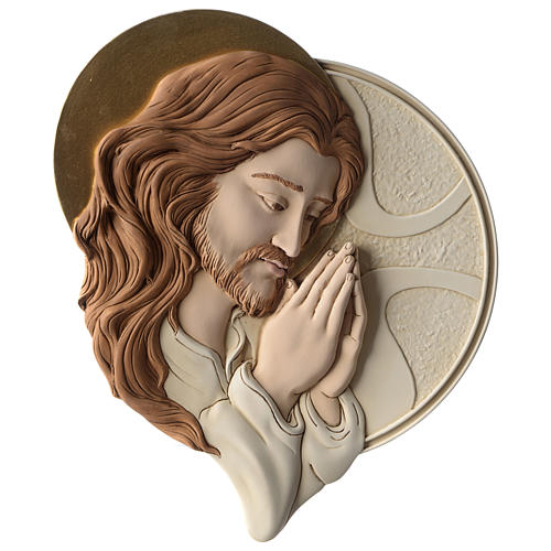 Jesus Face bas-relief in painted resin 1