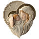 Bas-relief rond Vierge et Enfant résine colorée s1