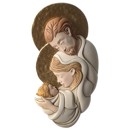 Bas-relief Holy Family in painted resin 1