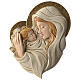 Baixo-relevo abraço Virgem e Menino Jesus resina corada s1