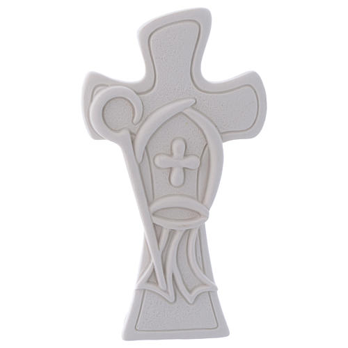 Pamiątka bierzmowania Krzyż biały z żywicy 10 cm 1