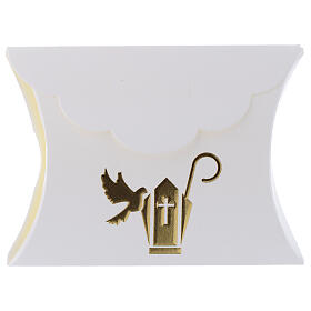 Confirmation gift box white and gold h 3.35 in