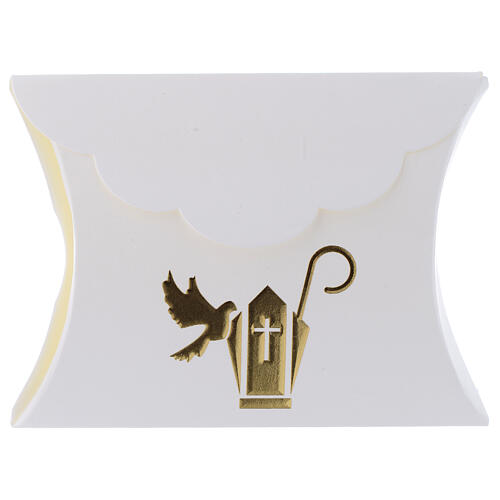 Confirmation gift box white and gold h 3.35 in 1