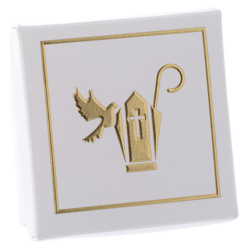 Caixinhas Cartão Lembrancinha Crisma Branco e Ouro 6x6x3,5 cm 2