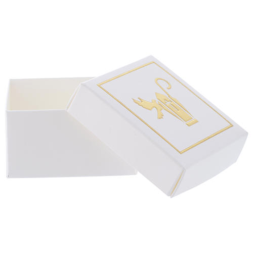 Caixinhas Cartão Lembrancinha Crisma Branco e Ouro 6x6x3,5 cm 3