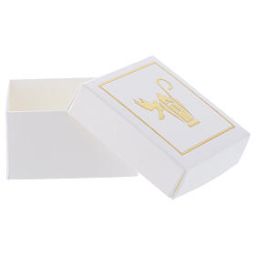 Gift box Confirmation favor white and gold 2.5x2.5 in s3