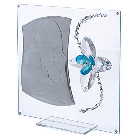 Cadre idée-cadeau avec Maternité et fleur aigue-marine 25x25 cm