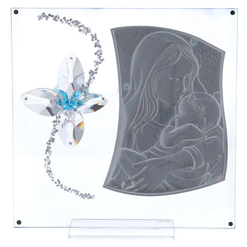 Cadre idée-cadeau avec Maternité et fleur aigue-marine 25x25 cm 3