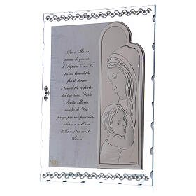 Bildchen Mutterschaft auf Silber-Laminat-Plakette und Gebet, 25x20 cm