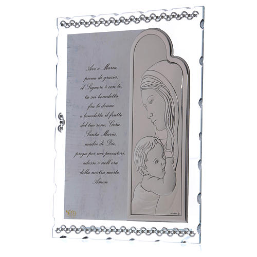 Picture with Mother and Son with silver foil and prayer 25x20 cm 2