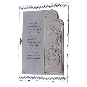 Quadretto Maternità con lamina argento e preghiera 25x20 cm