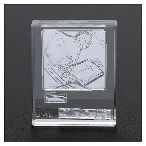 Confirmation souvenir crystal and silver foil 2x2 in 3