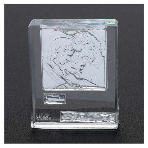 Pamiątka Święta Rodzina obrazek płytka srebra 5x5 cm 3